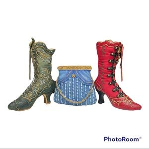 Hand painted Victorian Shoes and Handbag !